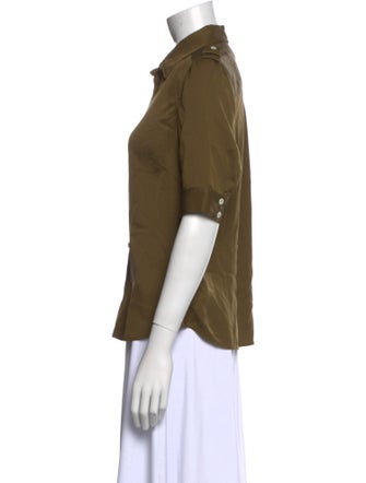 FRAME Silk Short Sleeve Button-Up Top