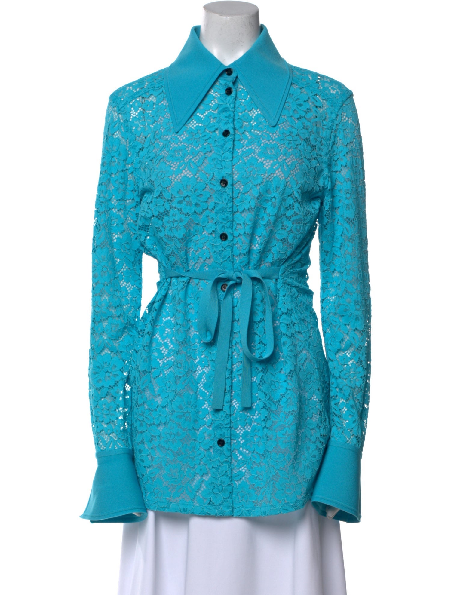 FRAME Silk Lace Pattern Button-Up Top