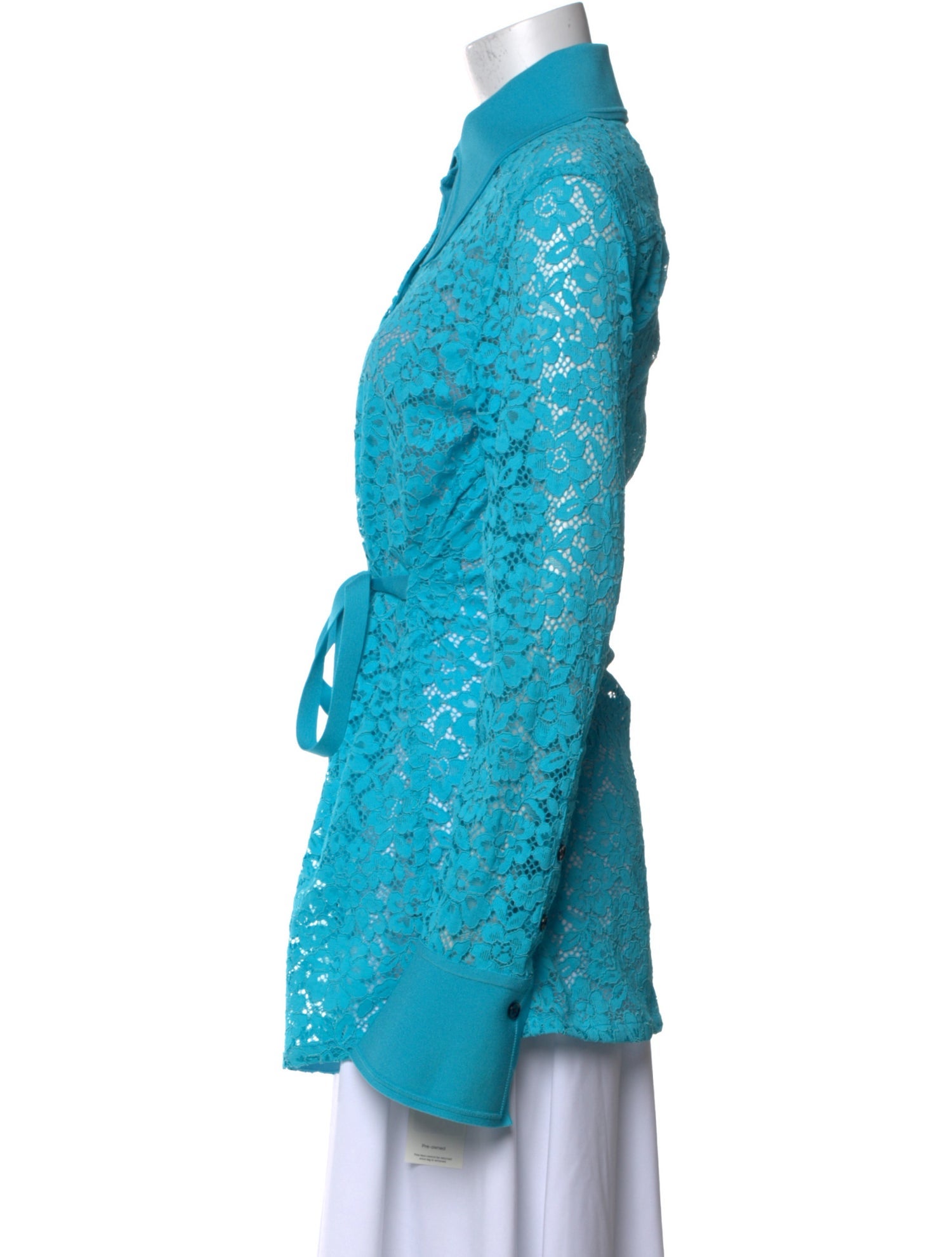 FRAME Silk Lace Pattern Button-Up Top