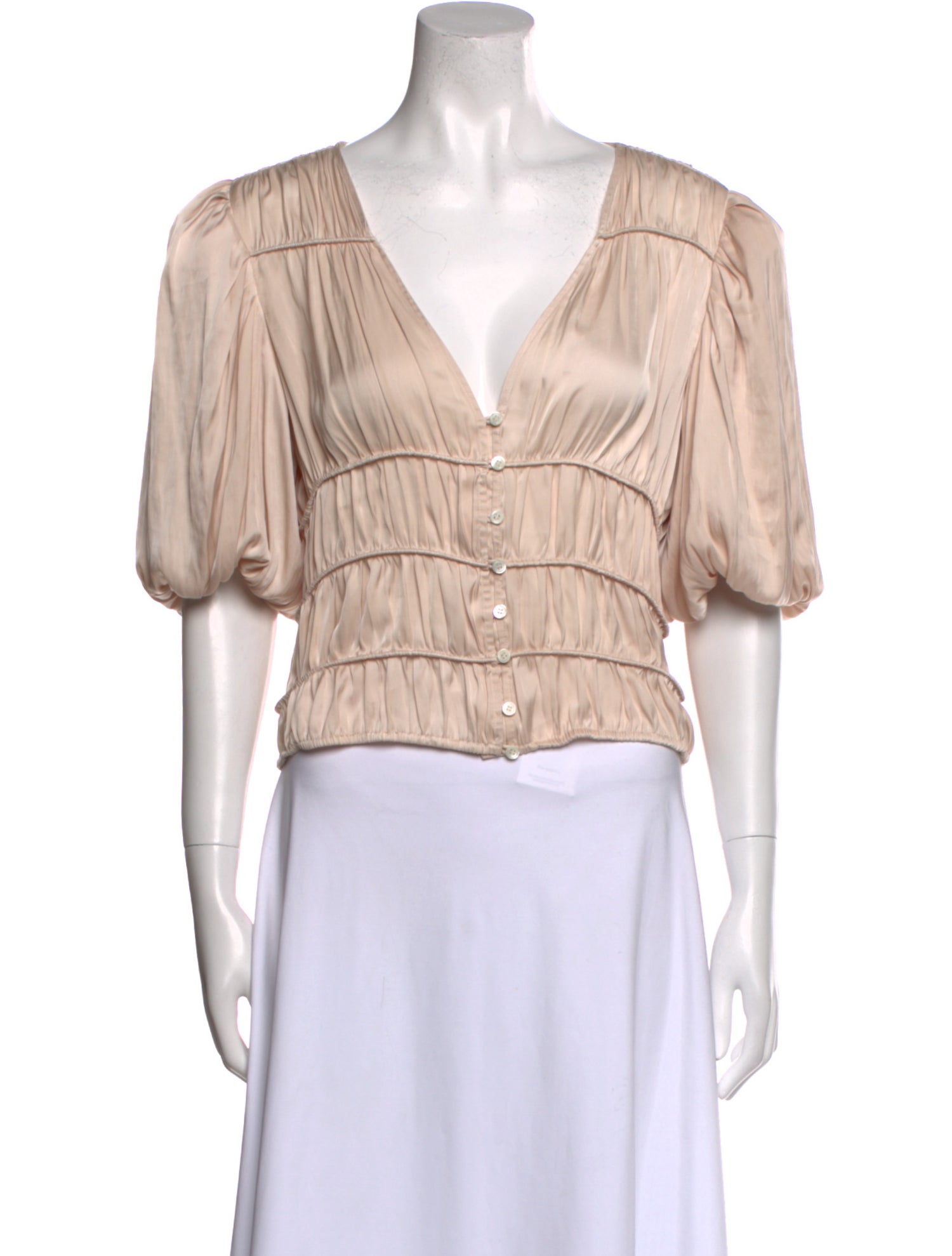 FRAME V-Neck Short Sleeve Crop Top