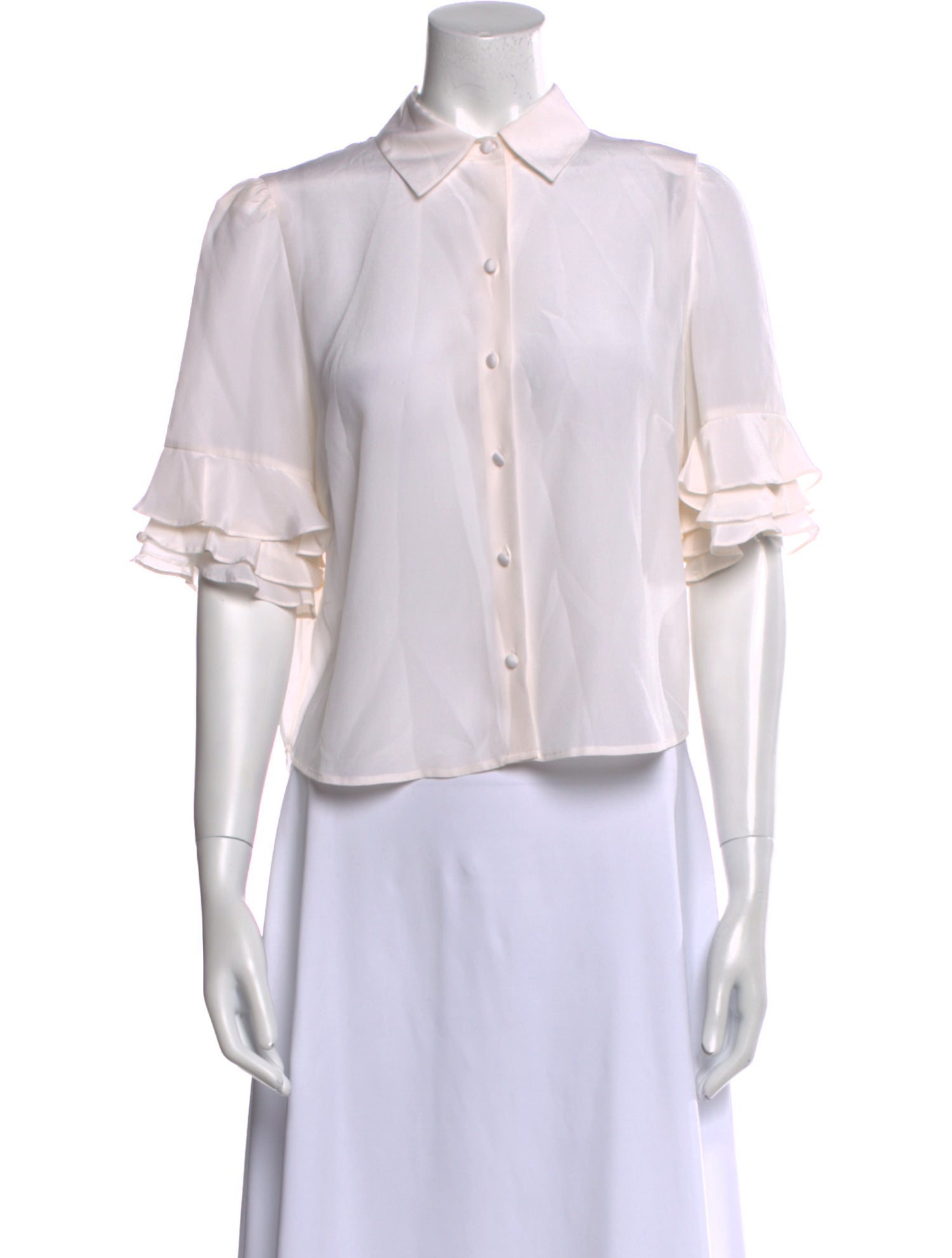 FRAME Silk Short Sleeve Button-Up Top