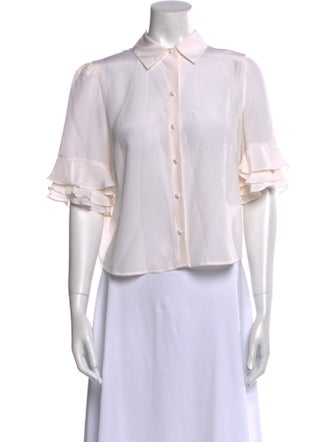 FRAME Silk Short Sleeve Button-Up Top