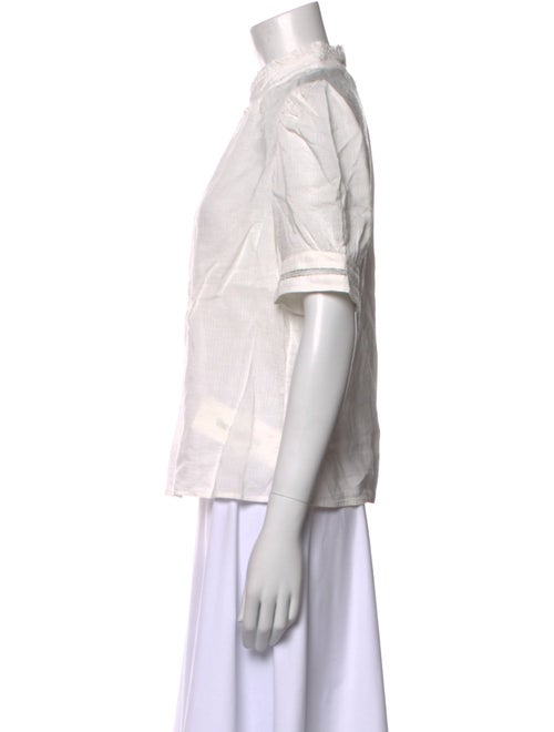 FRAME Mock Neck Short Sleeve Button-Up Top