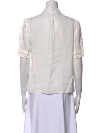 FRAME Mock Neck Short Sleeve Button-Up Top