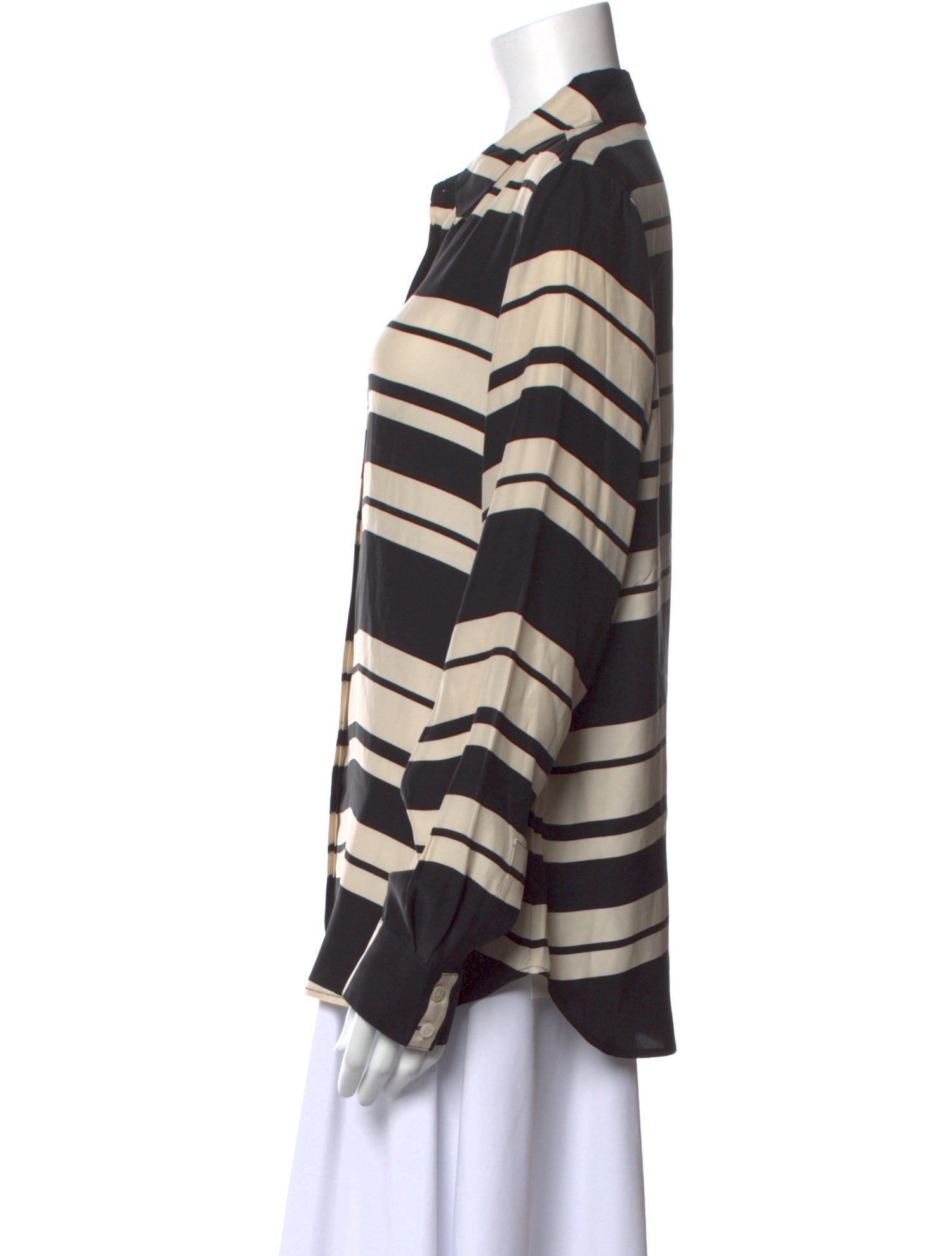 FRAME Silk Striped Button-Up Top