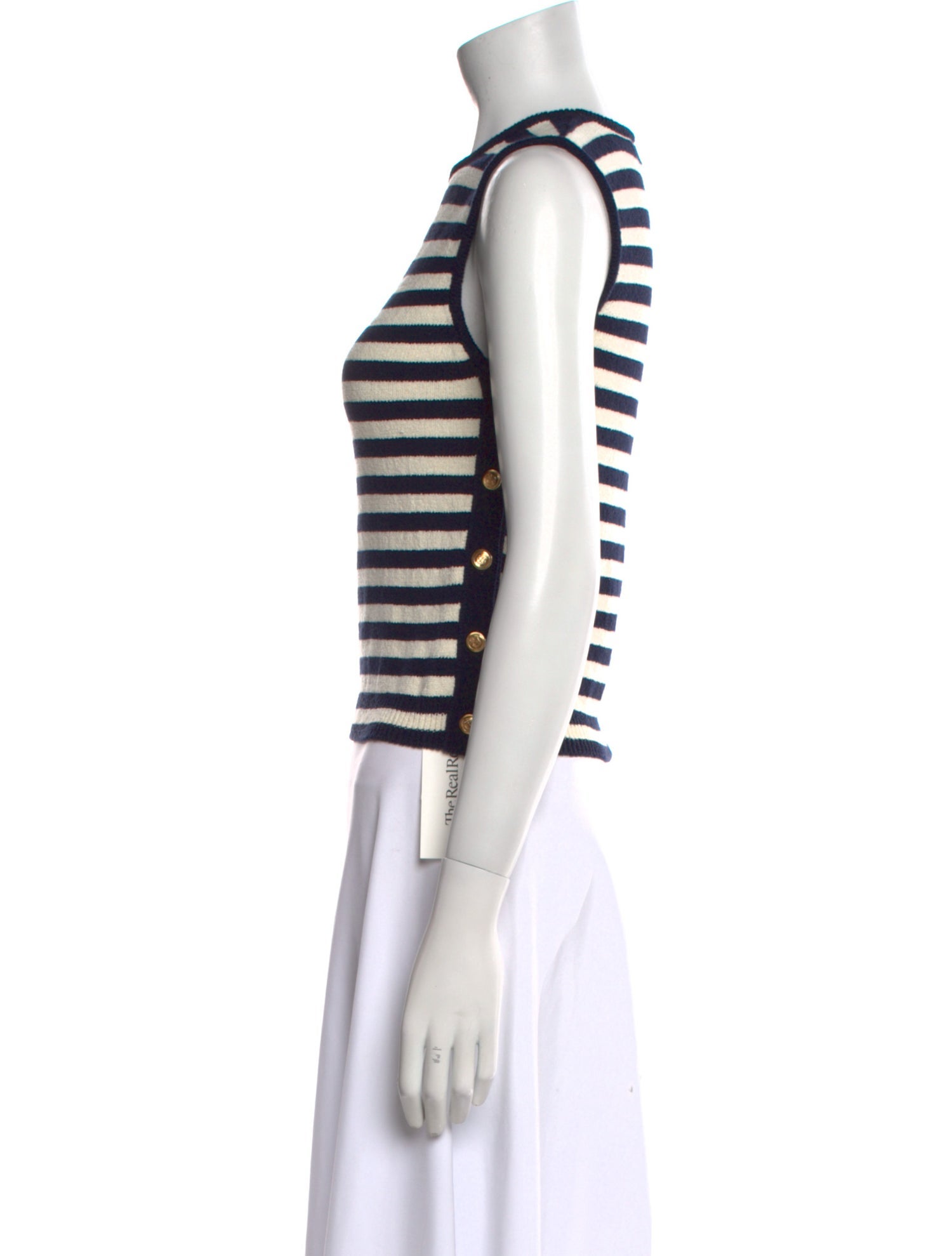 FRAME Striped Crew Neck Crop Top