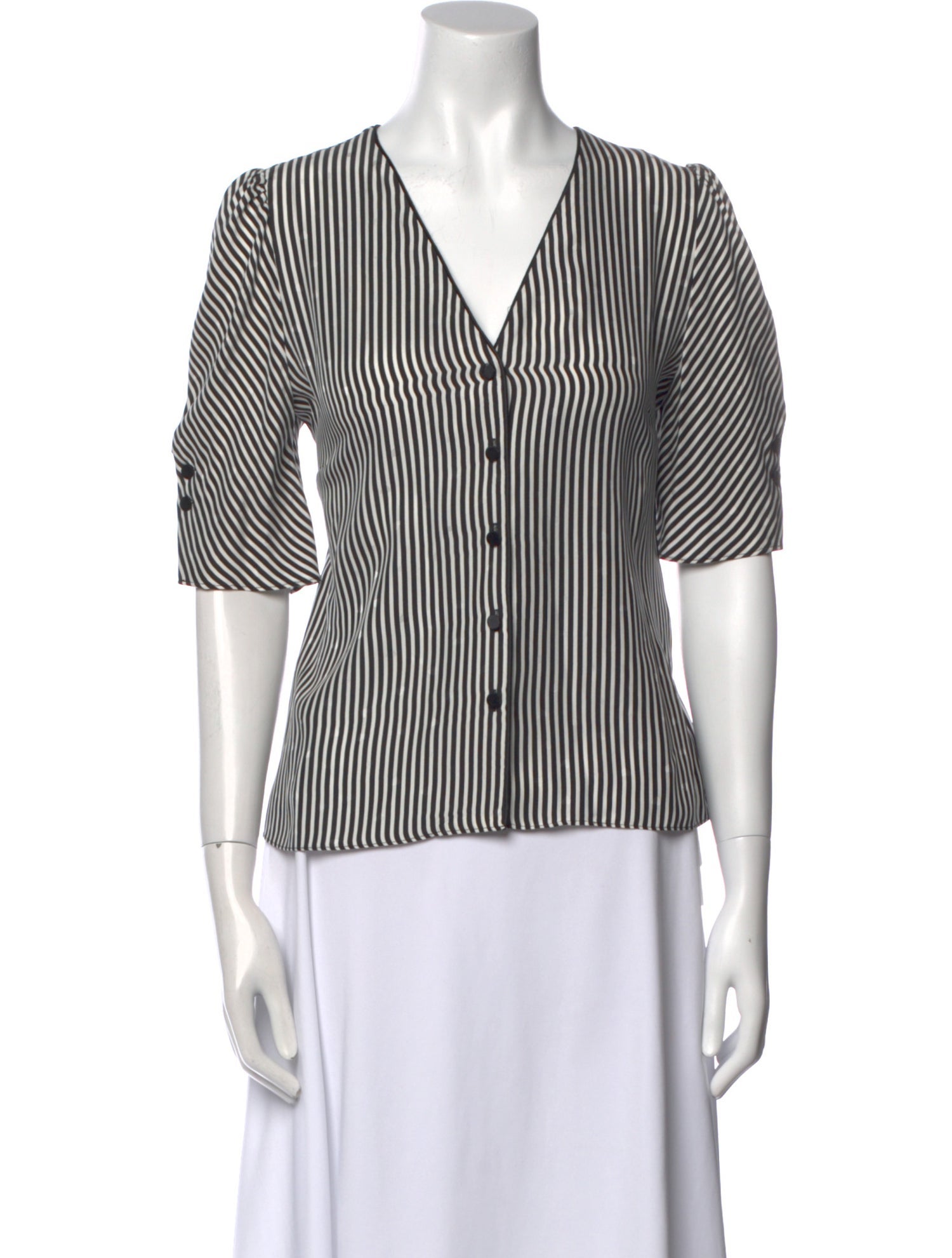 FRAME Silk Striped Button-Up Top