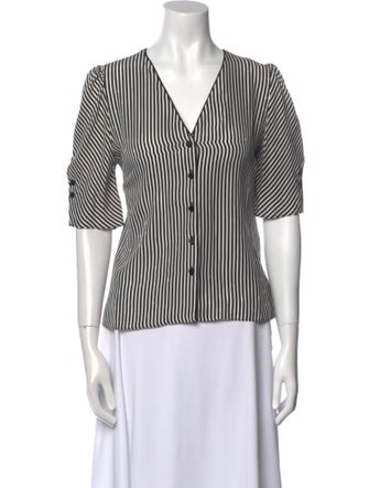 FRAME Silk Striped Button-Up Top
