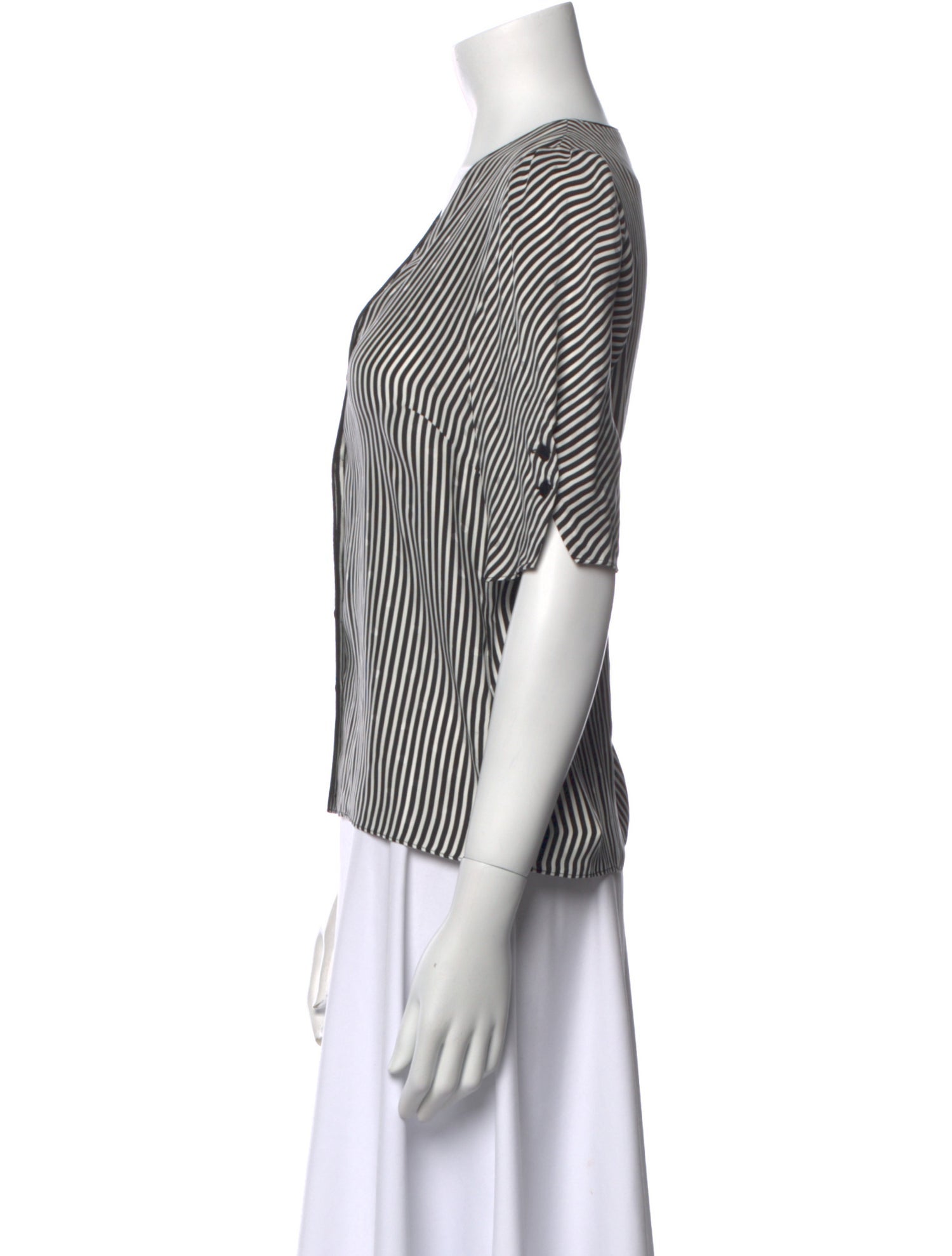 FRAME Silk Striped Button-Up Top