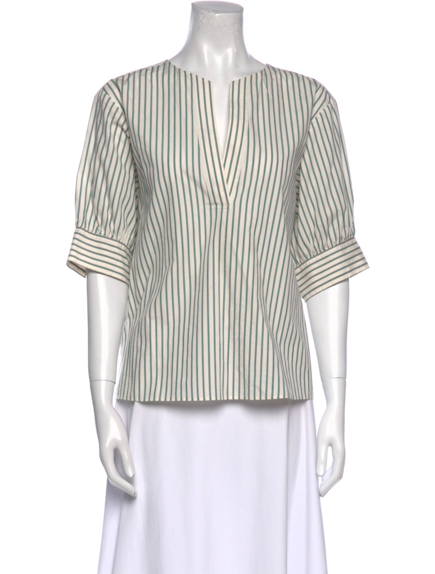 FRAME Striped V-Neck Blouse