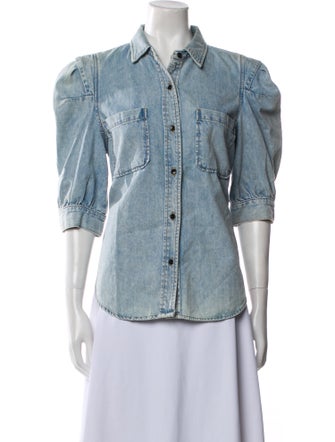 FRAME Three-Quarter Sleeve Button-Up Top