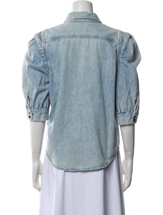 FRAME Three-Quarter Sleeve Button-Up Top