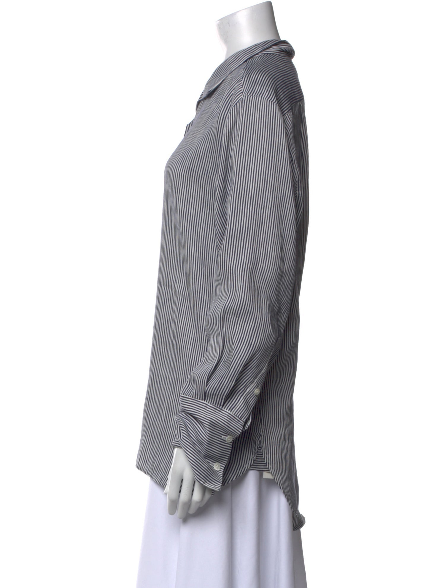 FRAME Linen Striped Button-Up Top