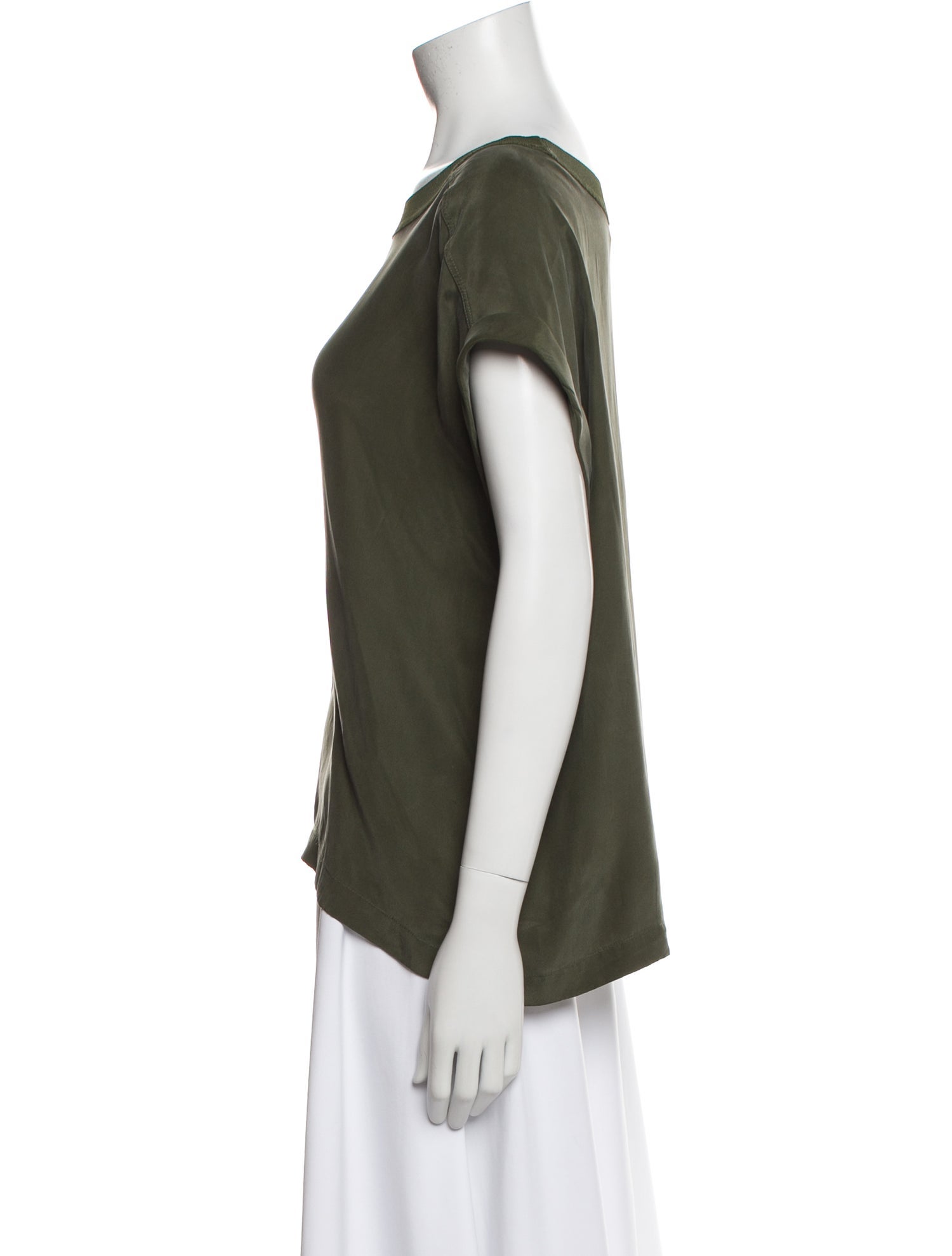 FRAME Silk Bateau Neckline T-Shirt