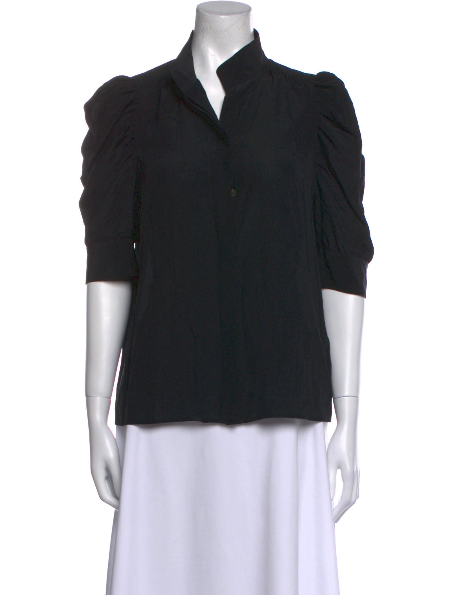 FRAME Silk Short Sleeve Button-Up Top