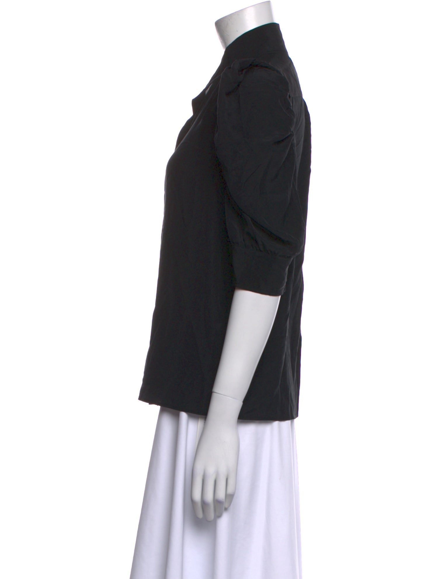 FRAME Silk Short Sleeve Button-Up Top