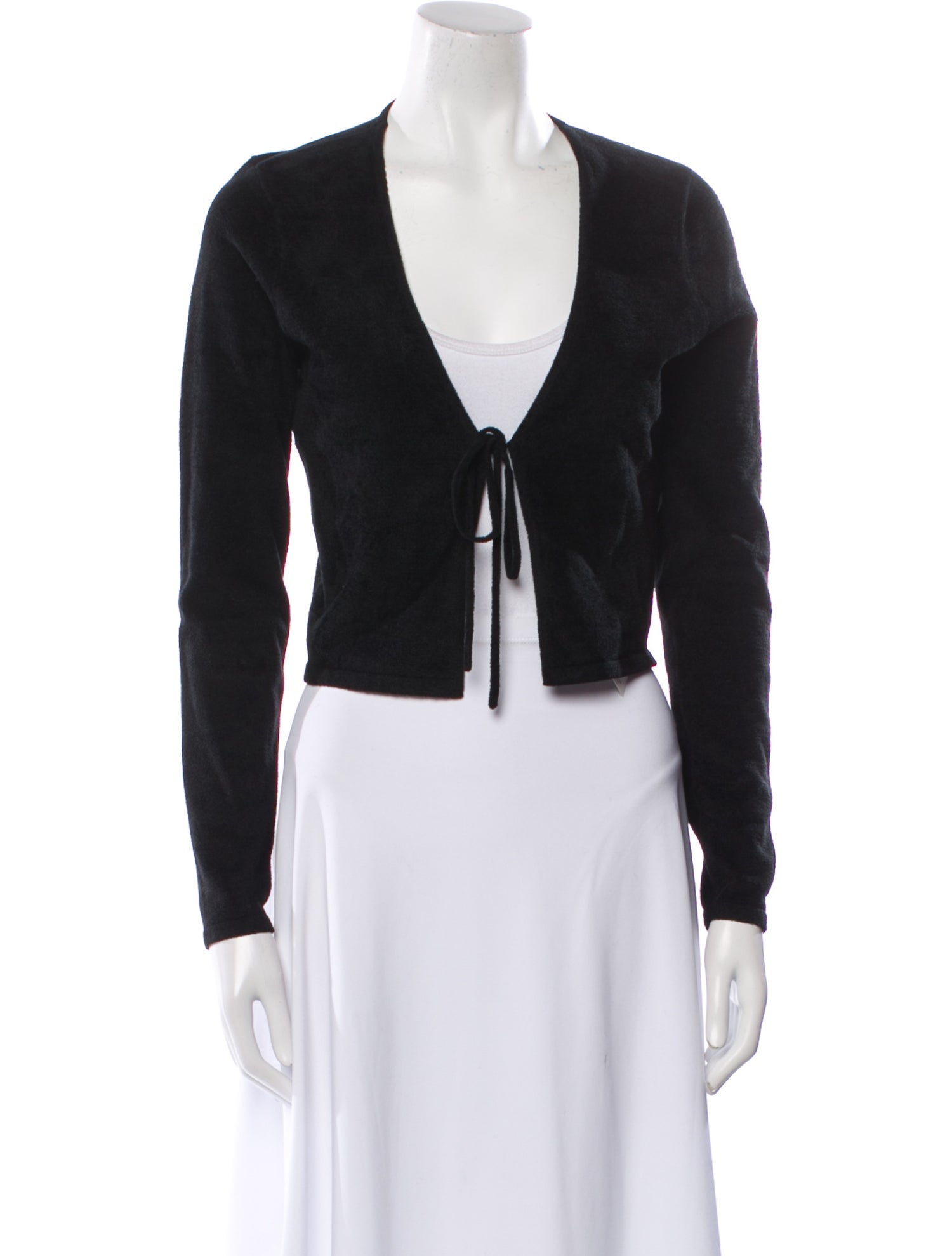 FRAME Tie Neck Long Sleeve Crop Top