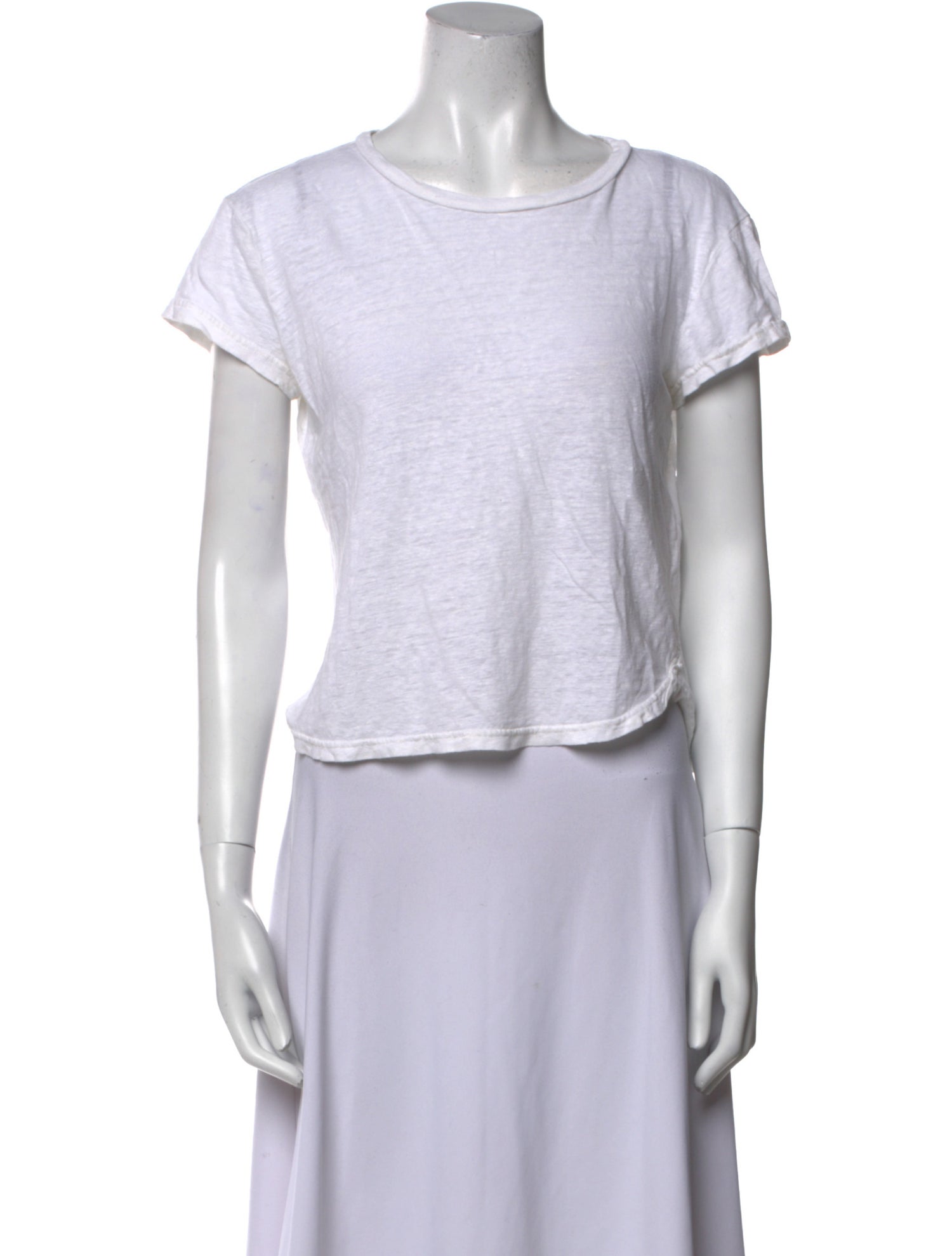 FRAME Linen Bateau Neckline Crop Top