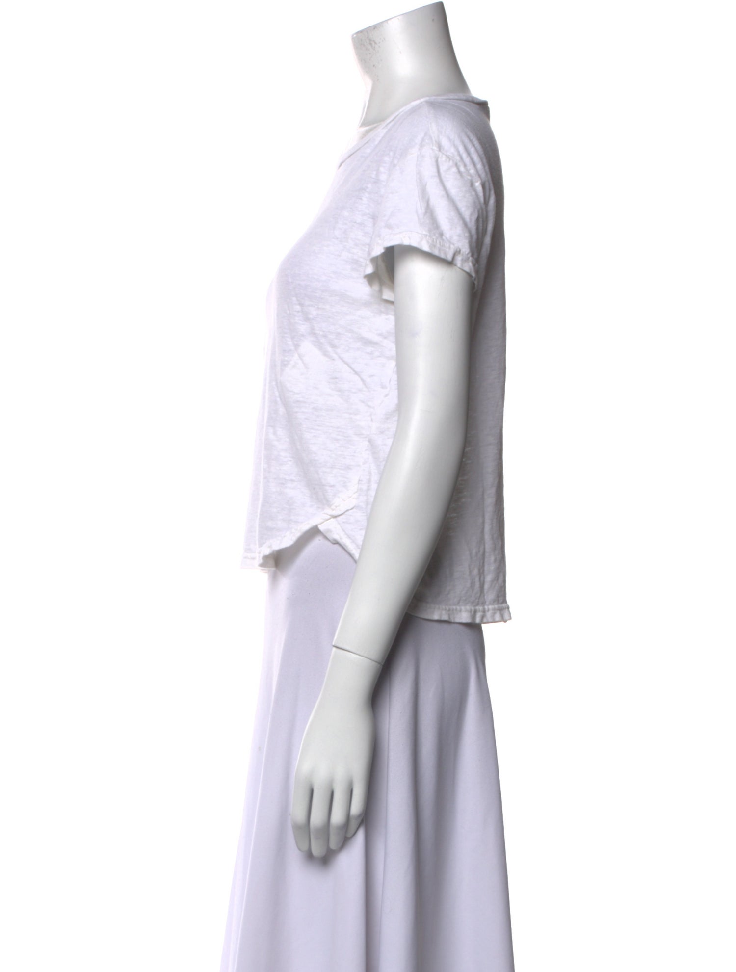 FRAME Linen Bateau Neckline Crop Top