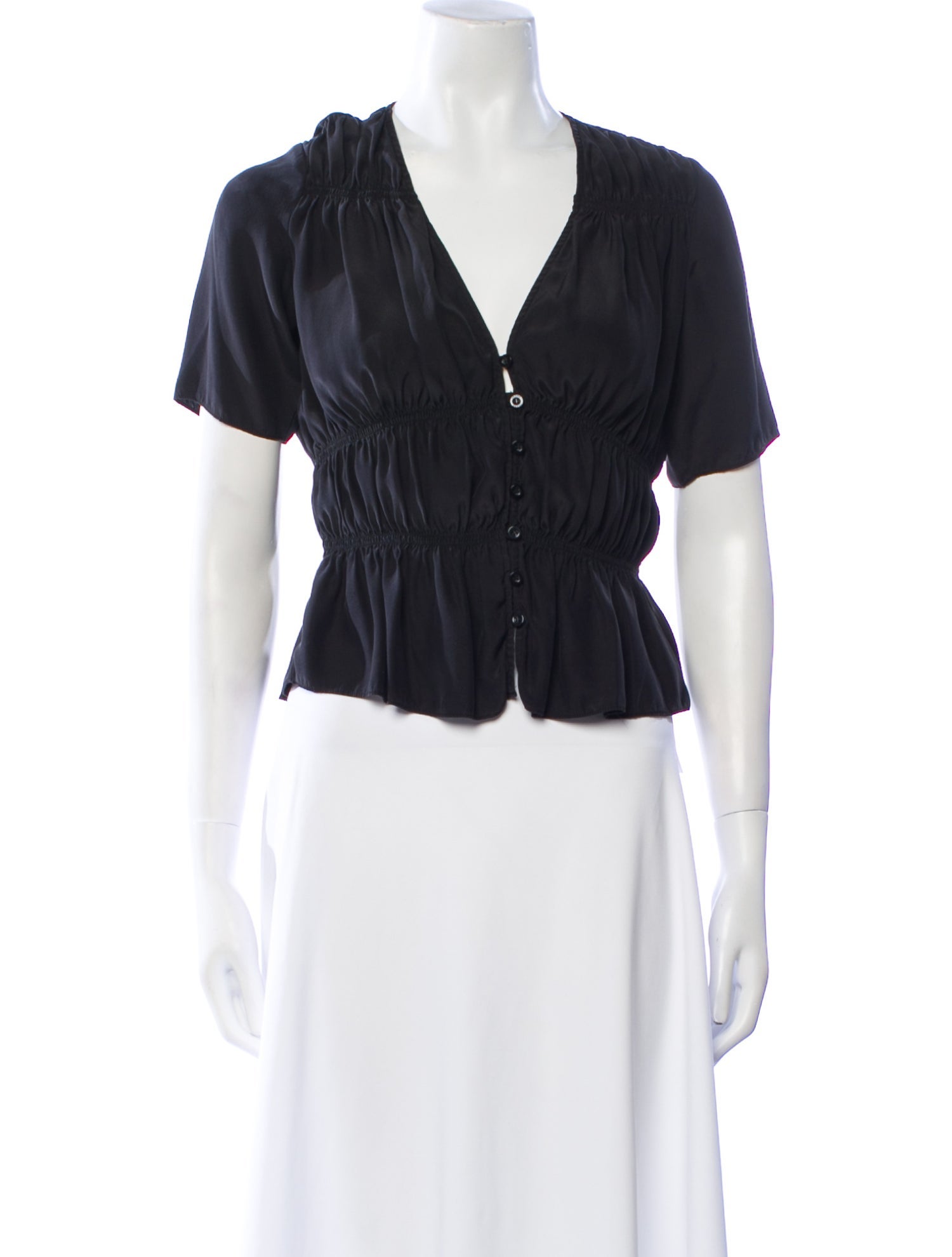 FRAME Silk V-Neck Crop Top