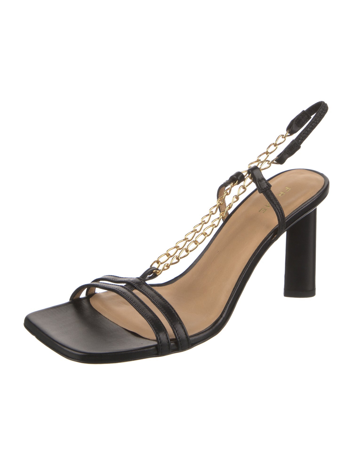 FRAME Leather Chain-Link Accents Slingback Sandals