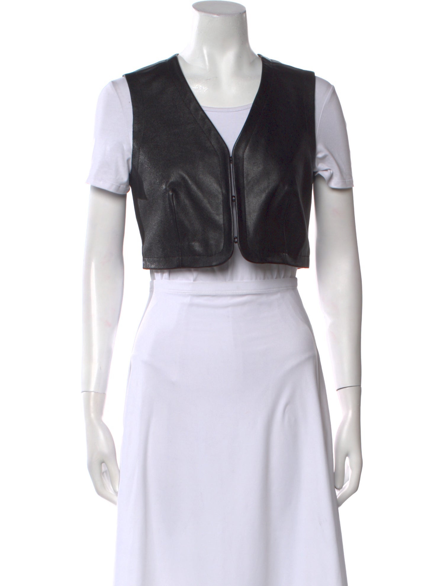 FRAME Leather V-Neck Crop Top