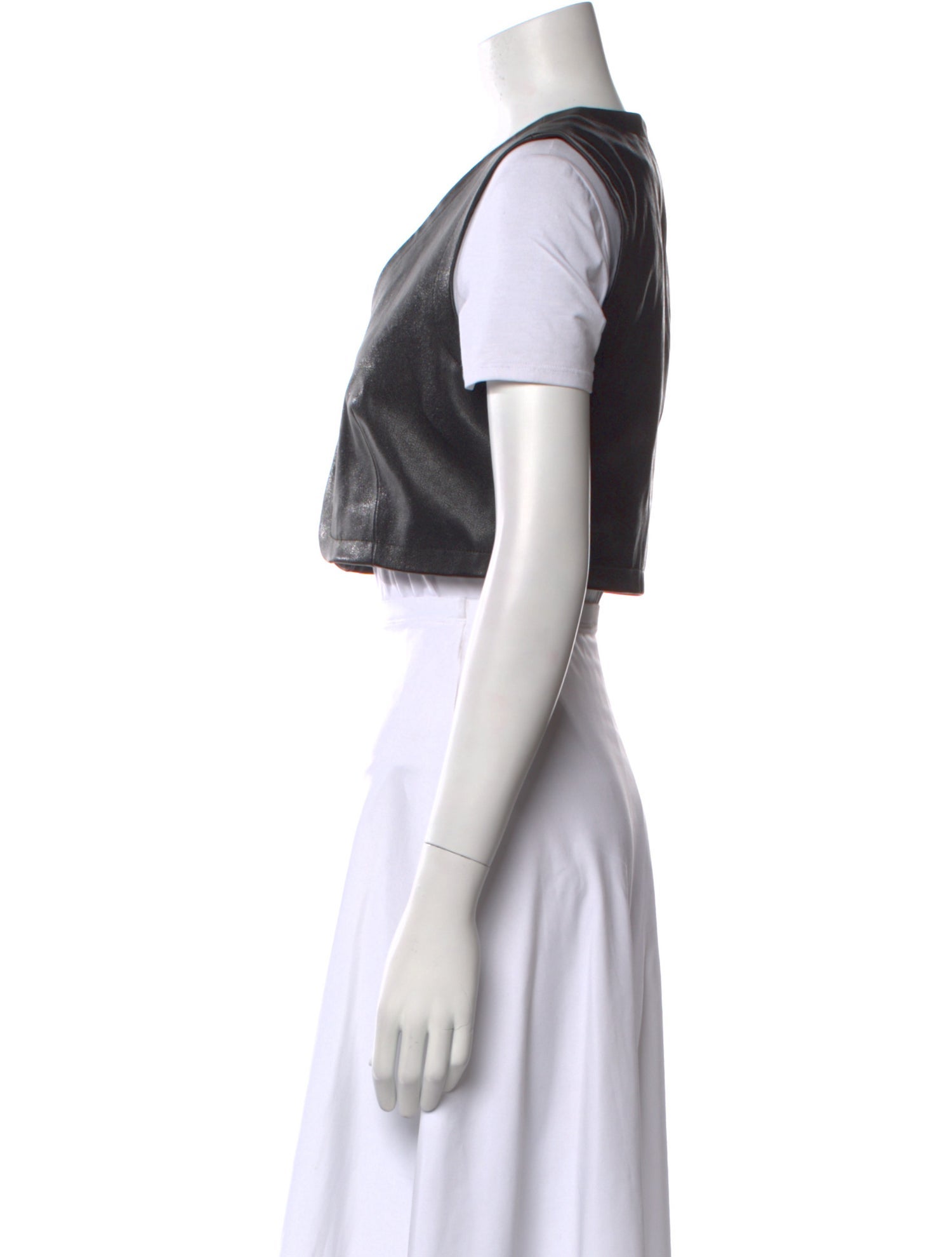 FRAME Leather V-Neck Crop Top