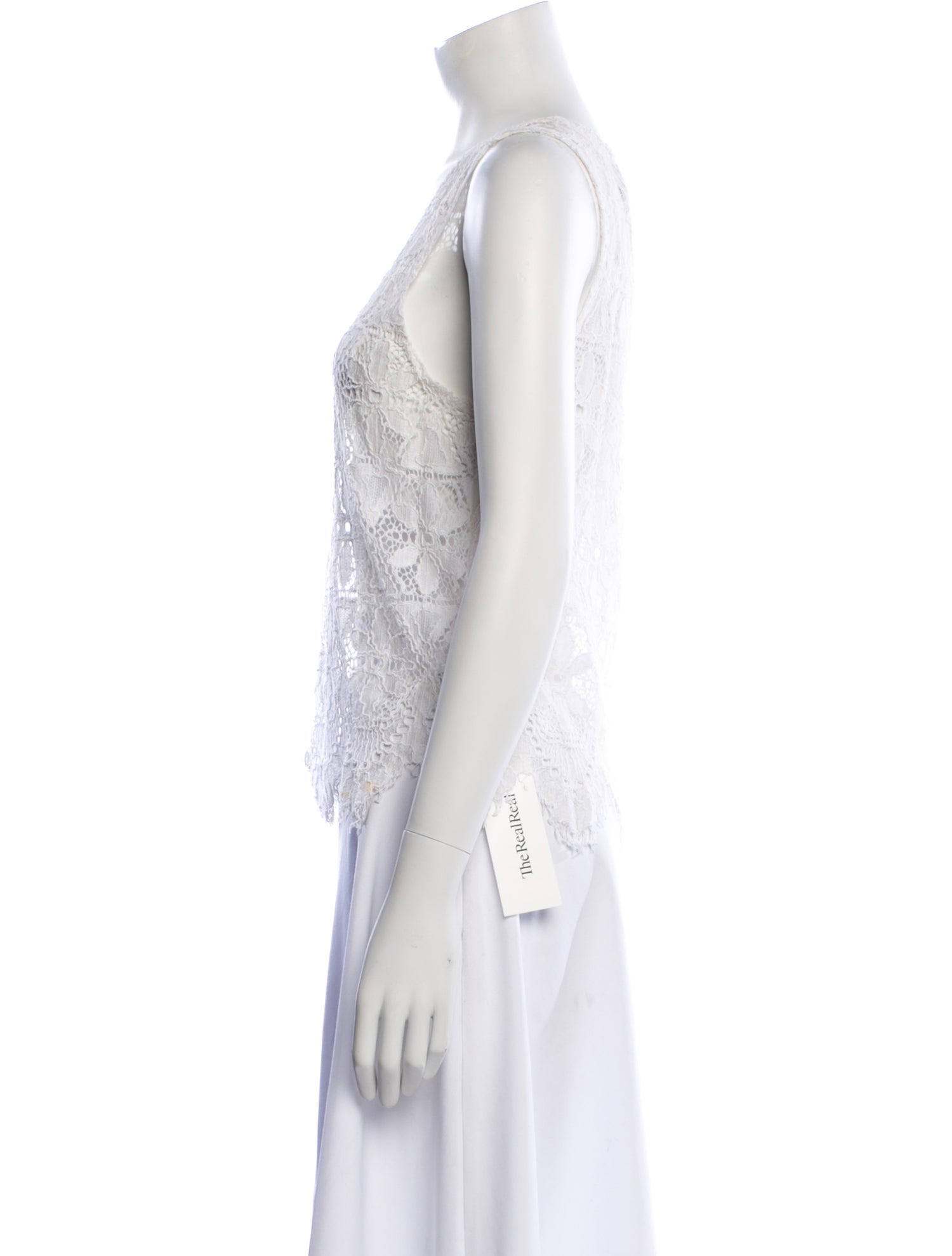 FRAME Lace Pattern Scoop Neck Top