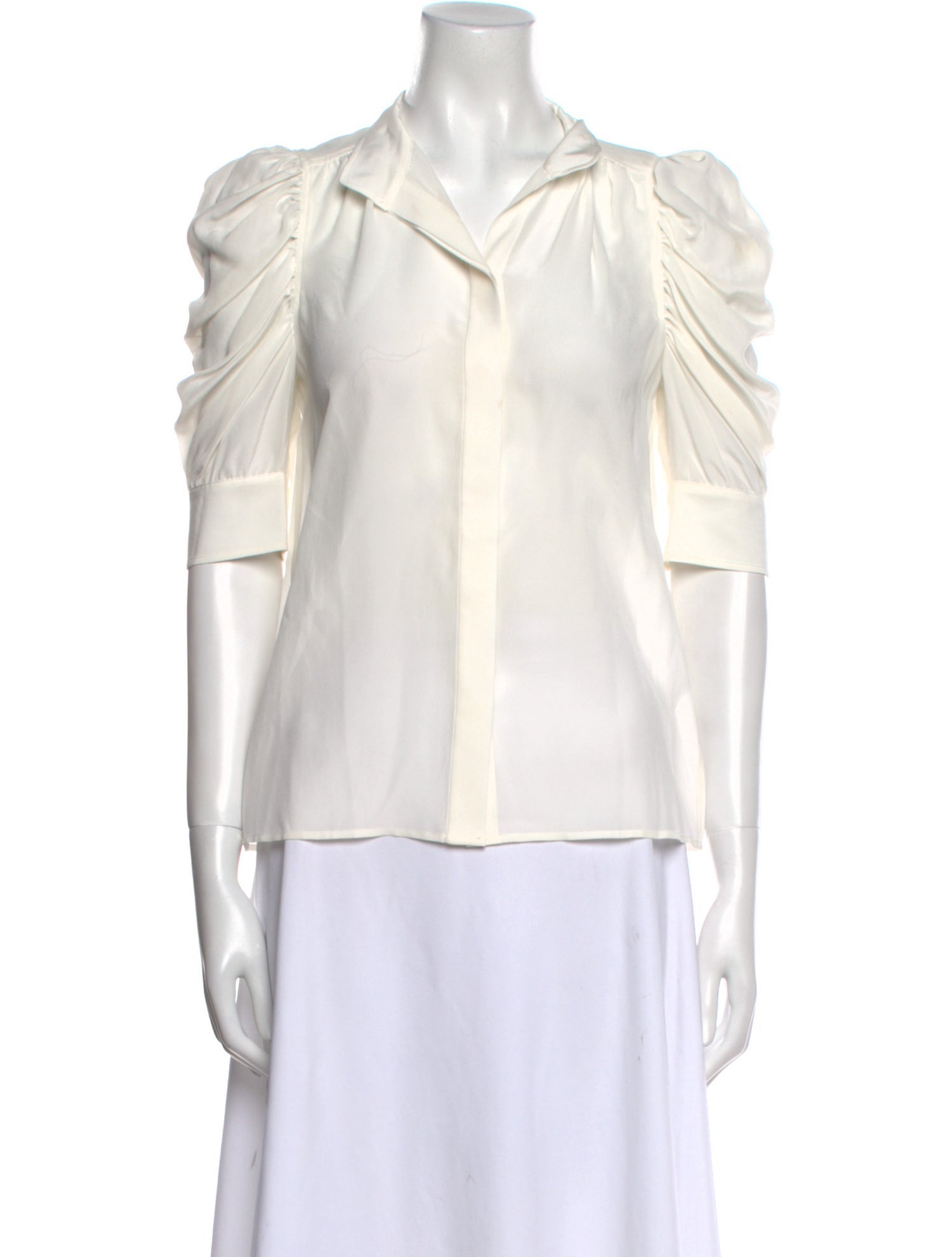 FRAME Silk V-Neck Button-Up Top w/ Tags