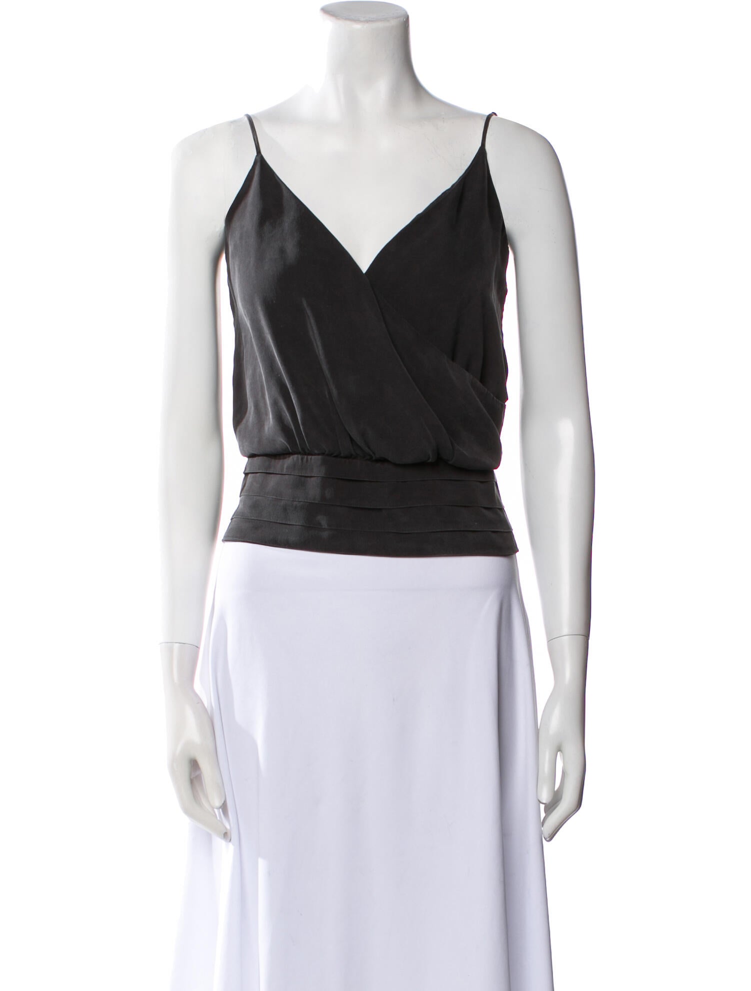 FRAME Silk V-Neck Crop Top