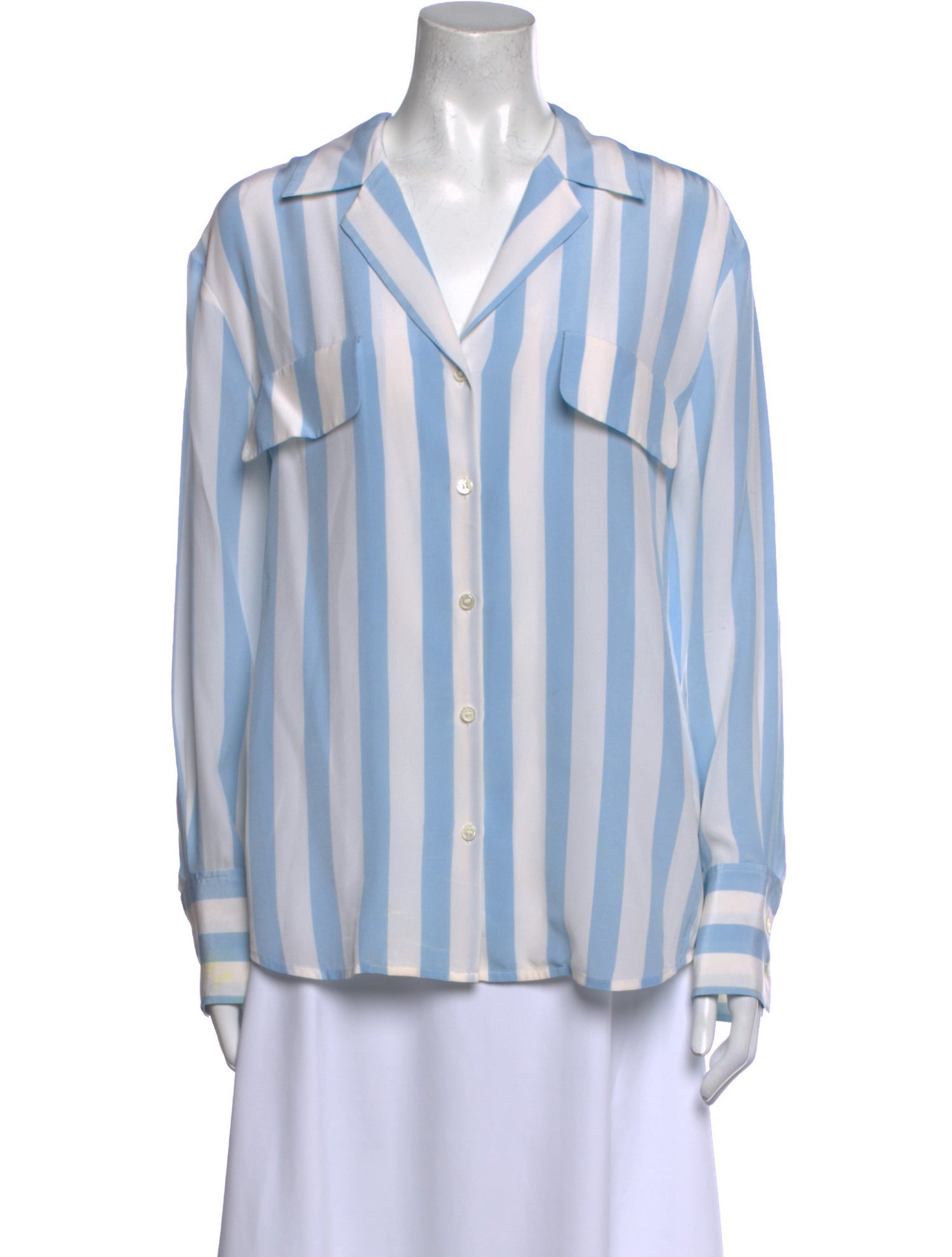 FRAME Silk Striped Button-Up Top