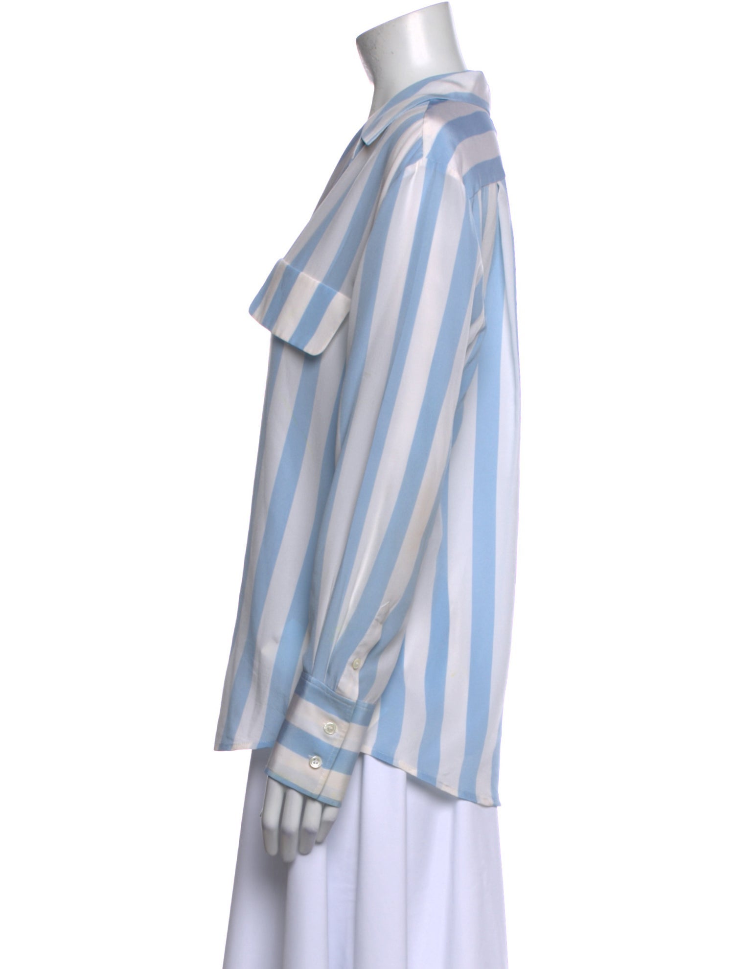 FRAME Silk Striped Button-Up Top