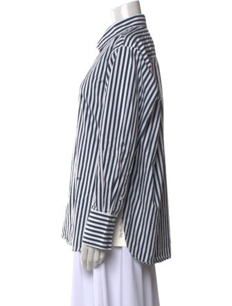 FRAME Striped Long Sleeve Button-Up Top