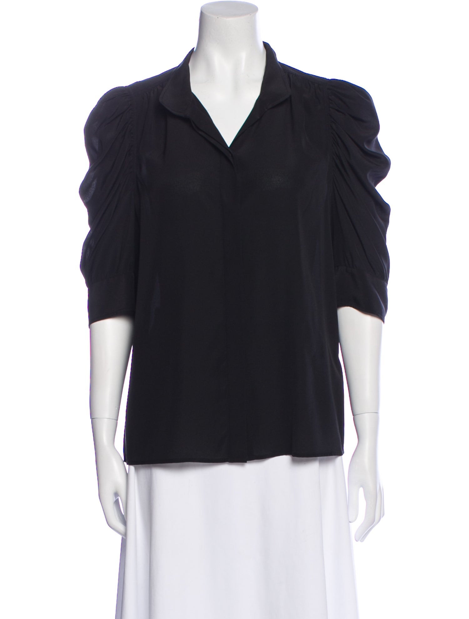 FRAME Silk Three-Quarter Sleeve Blouse