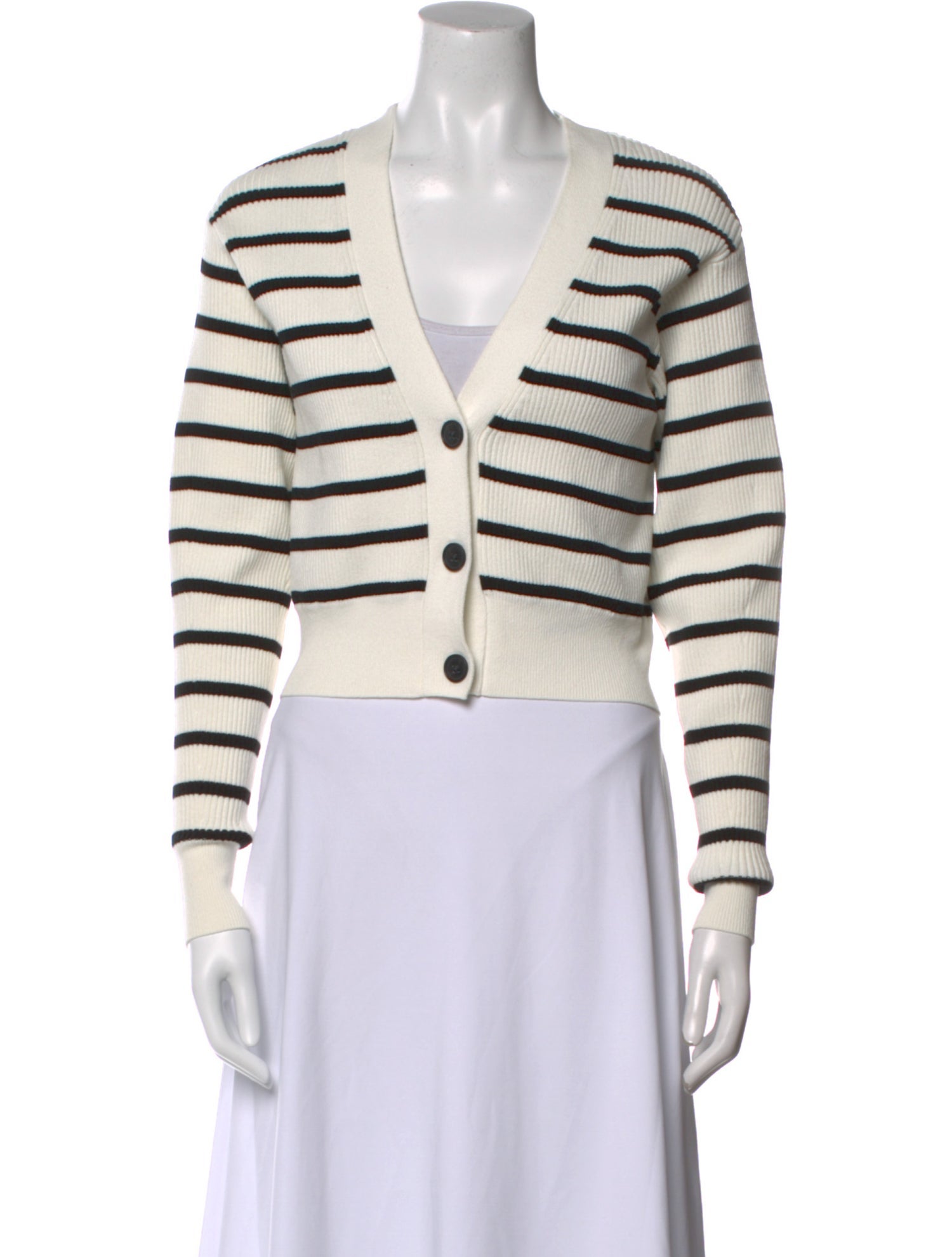 FRAME Striped V-Neck Crop Top