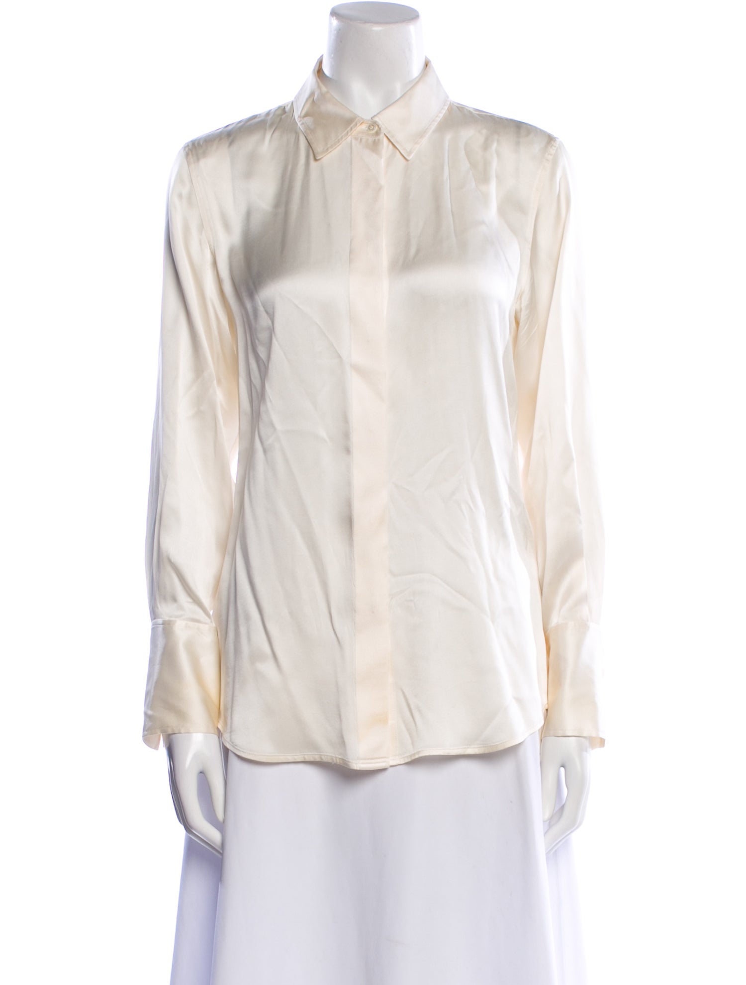 FRAME Silk Long Sleeve Button-Up Top