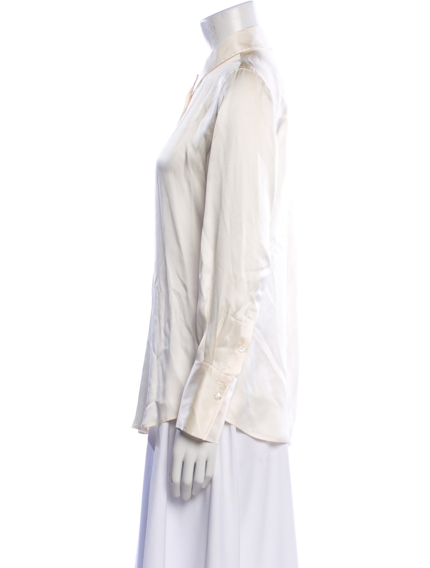 FRAME Silk Long Sleeve Button-Up Top