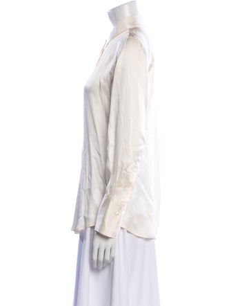 FRAME Silk Long Sleeve Button-Up Top