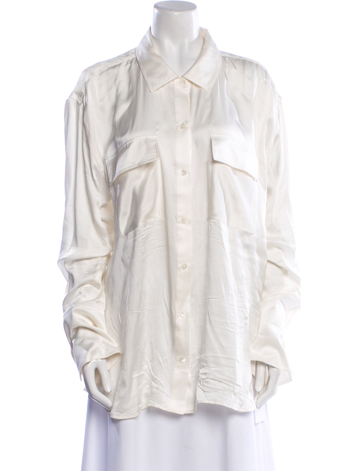 FRAME Silk Long Sleeve Button-Up Top