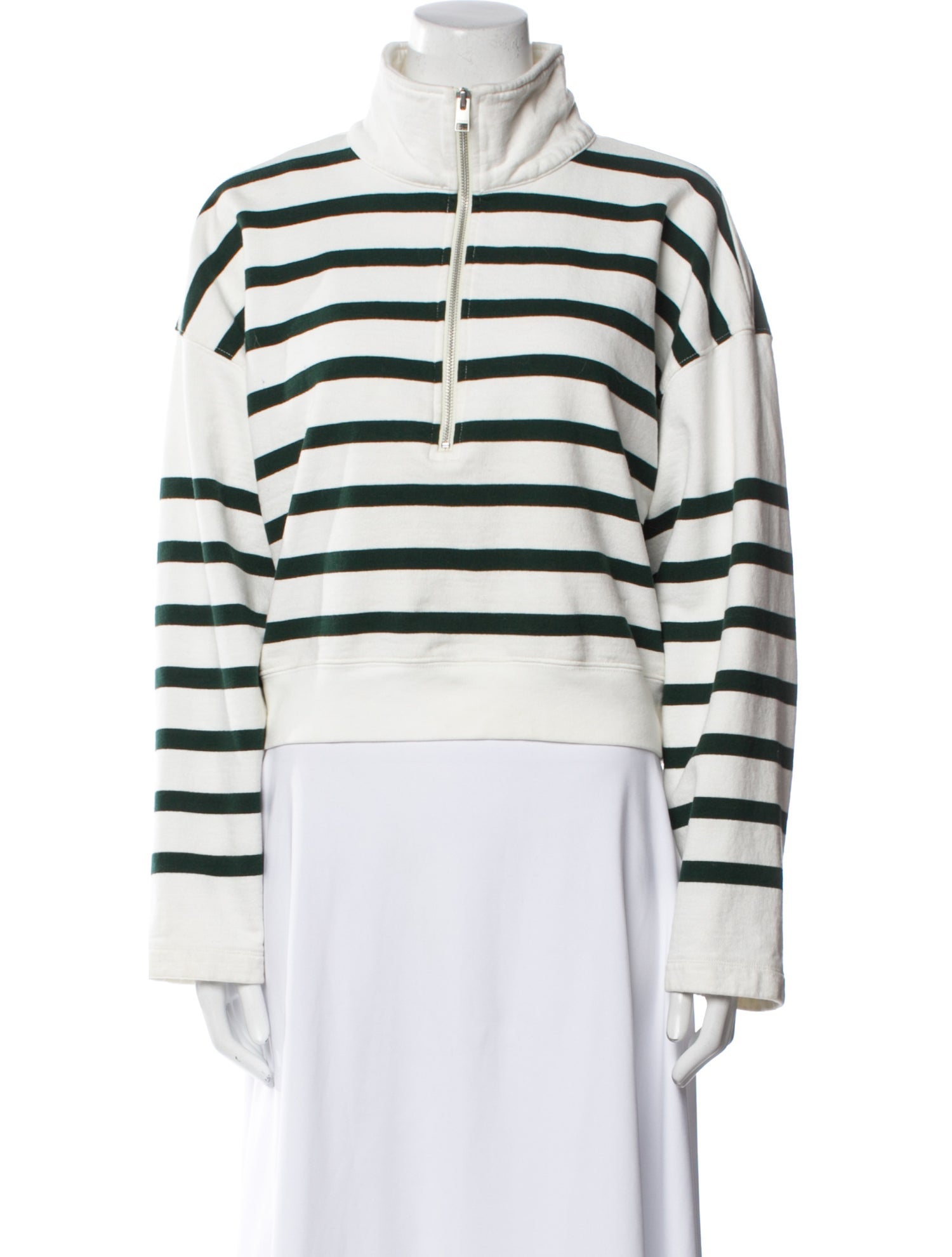 FRAME Striped Mock Neck Sweatshirt