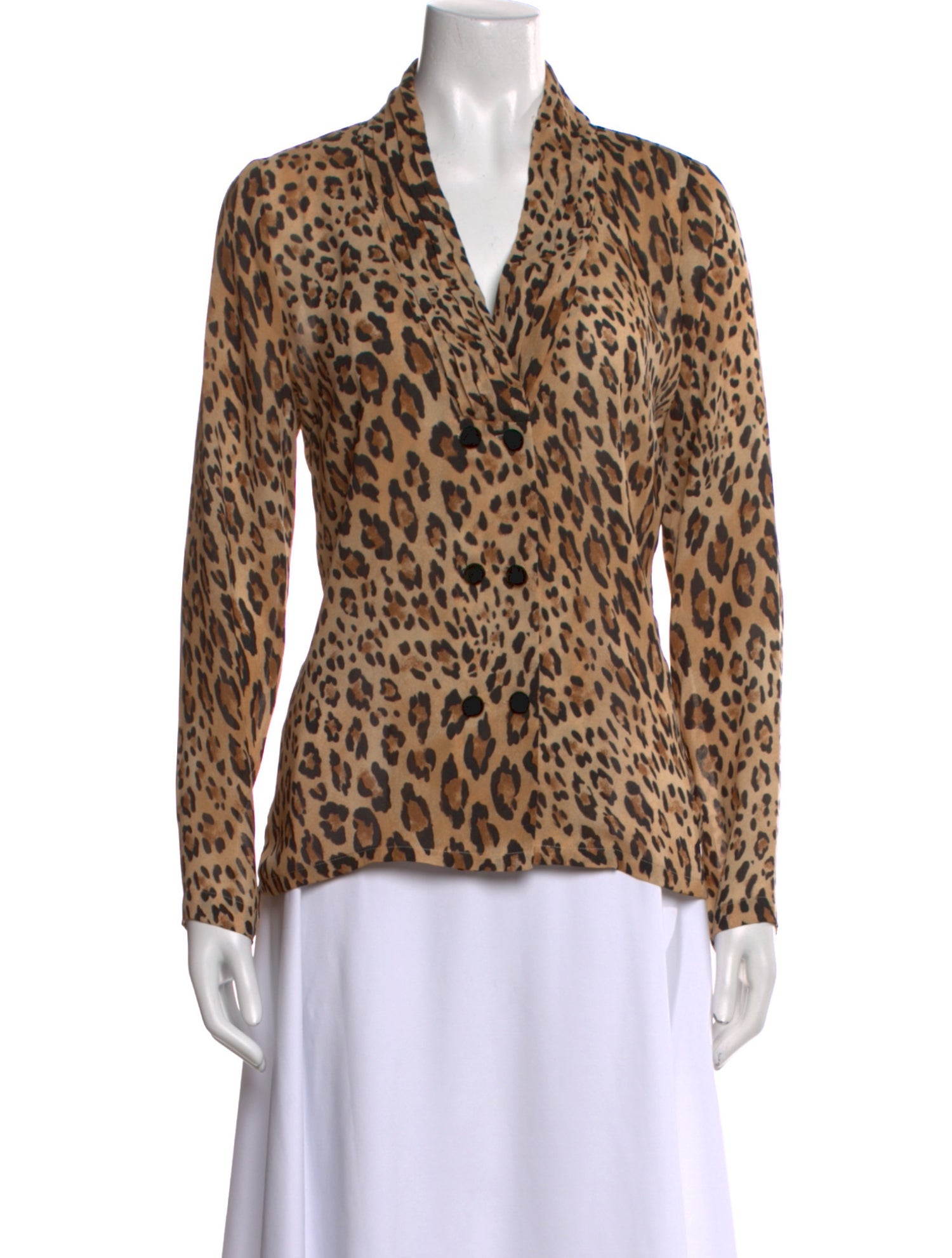 FRAME Animal Print Long Sleeve Button-Up Top