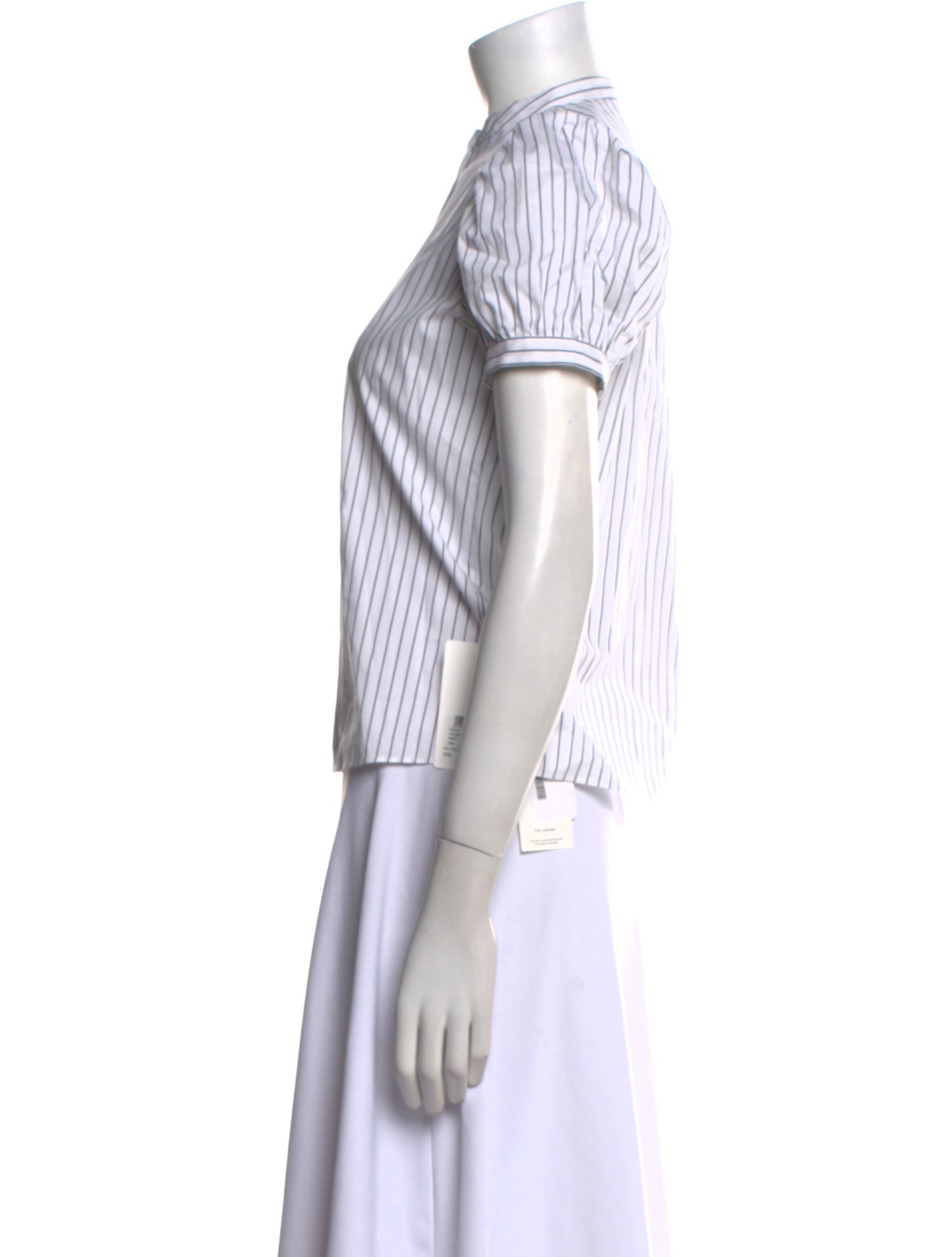 FRAME Striped Mock Neck Button-Up Top w/ Tags