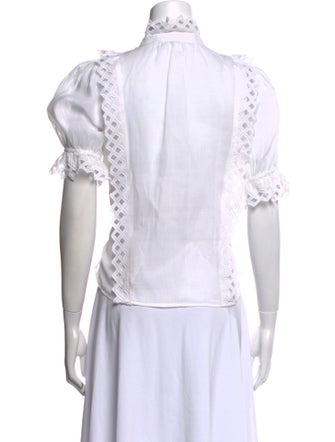 FRAME Mock Neck Short Sleeve Button-Up Top