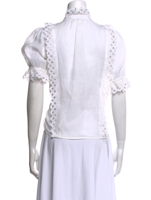 FRAME Mock Neck Short Sleeve Button-Up Top