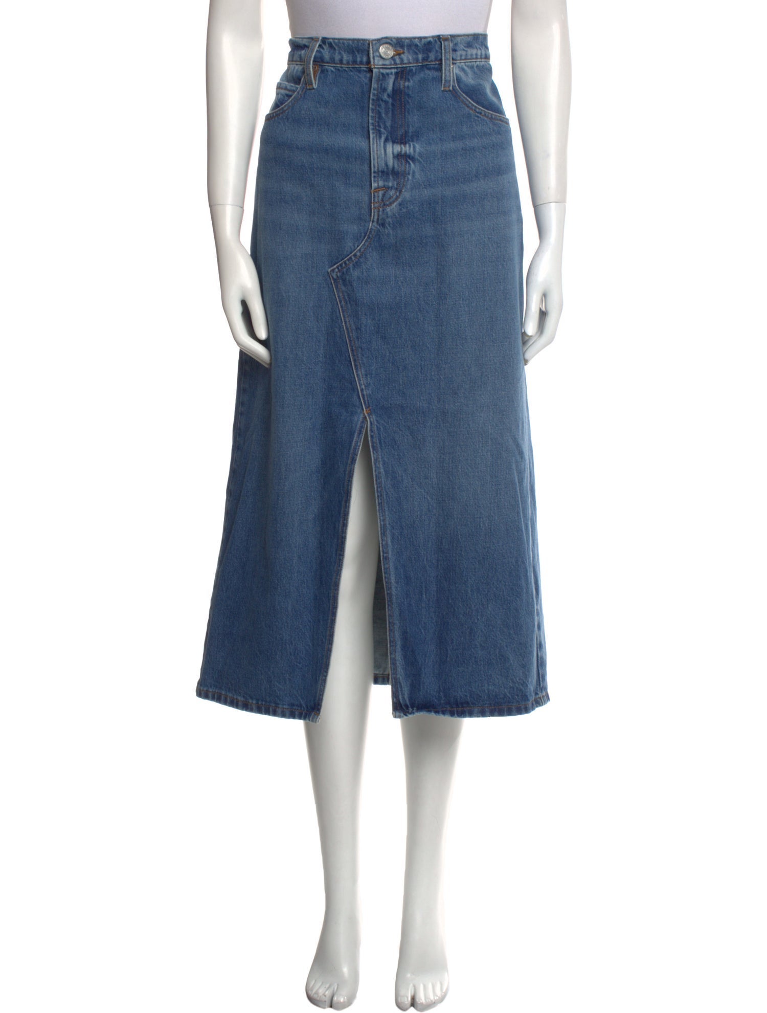 FRAME Distressed Accents Midi Length Skirt