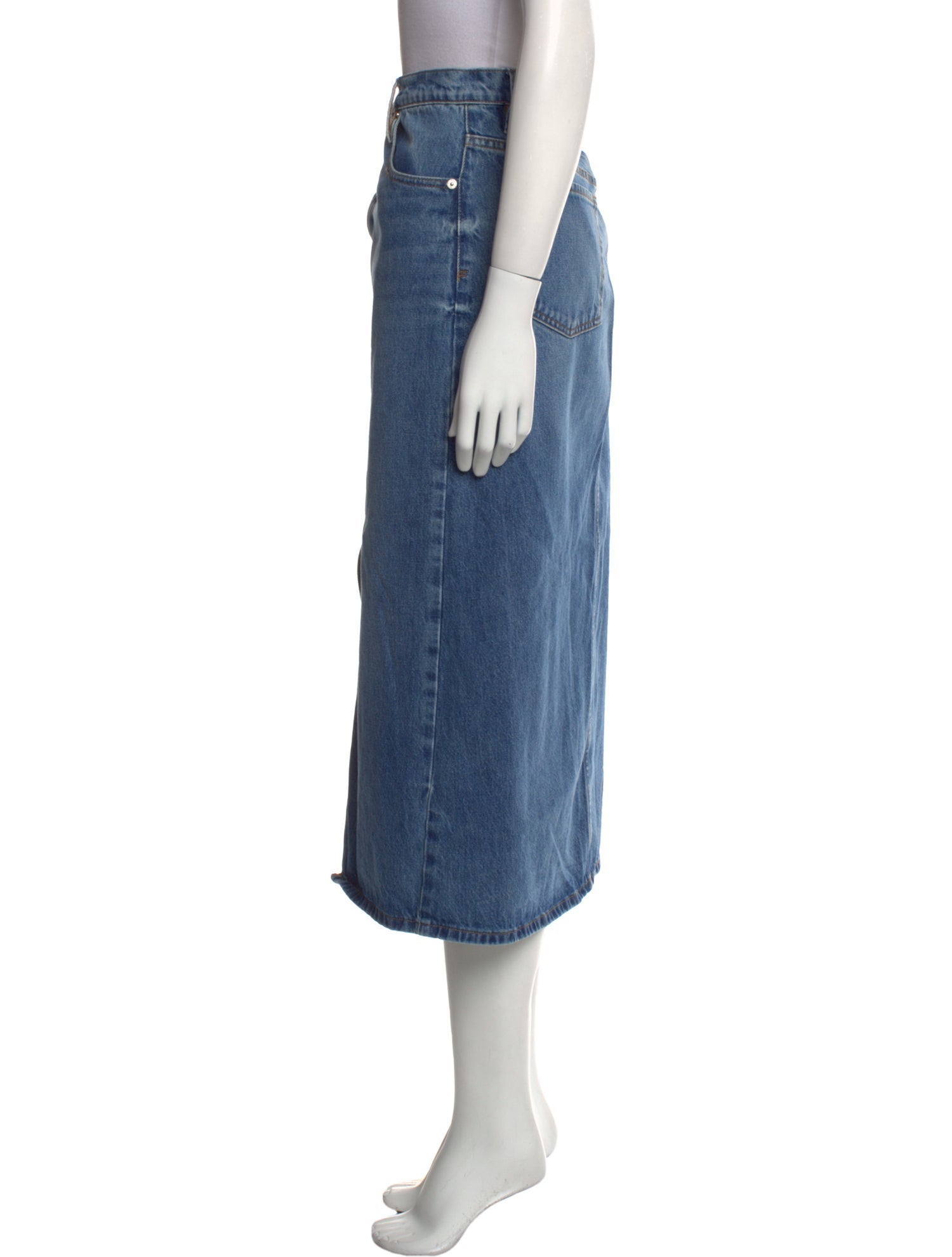 FRAME Distressed Accents Midi Length Skirt