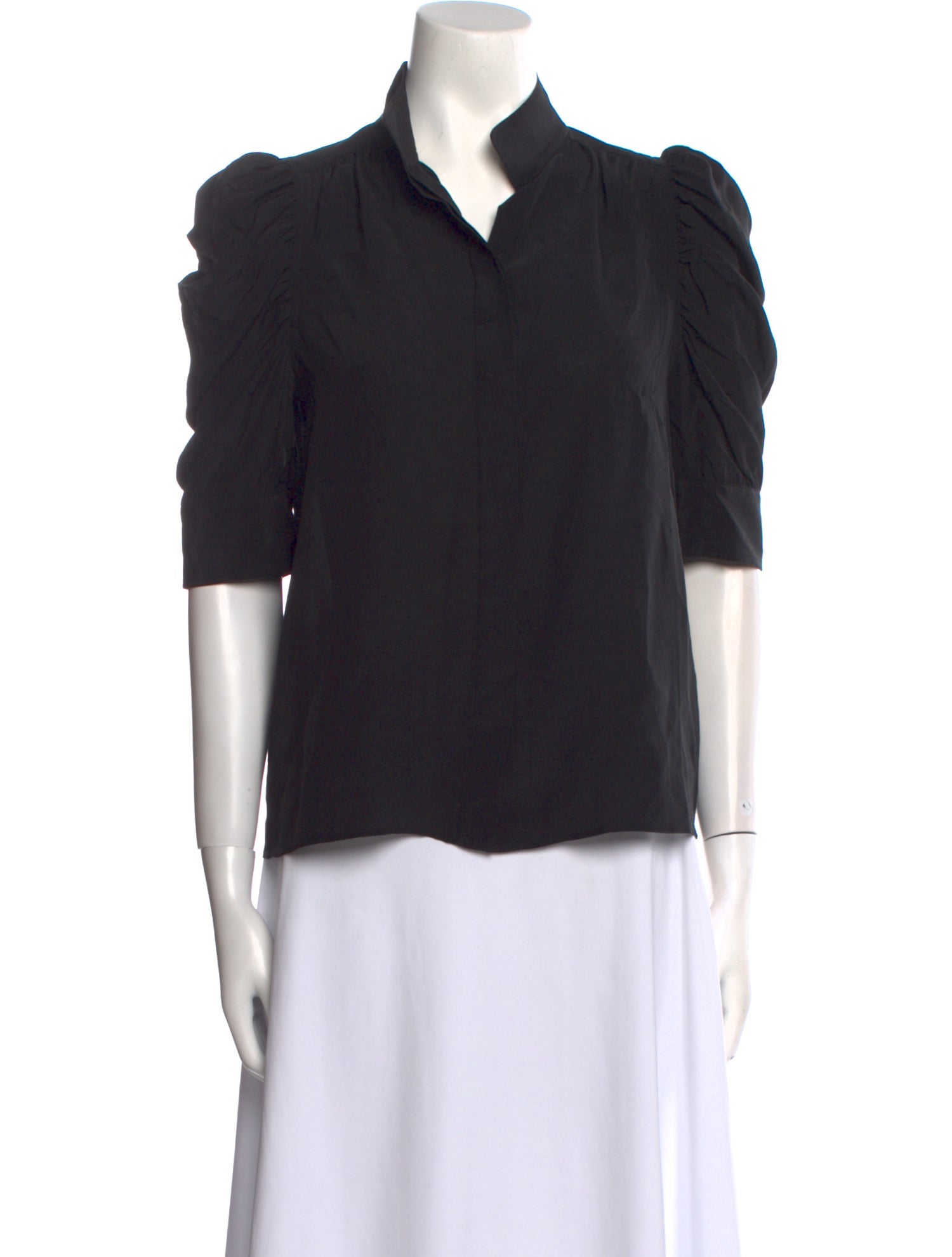 FRAME Silk Short Sleeve Button-Up Top