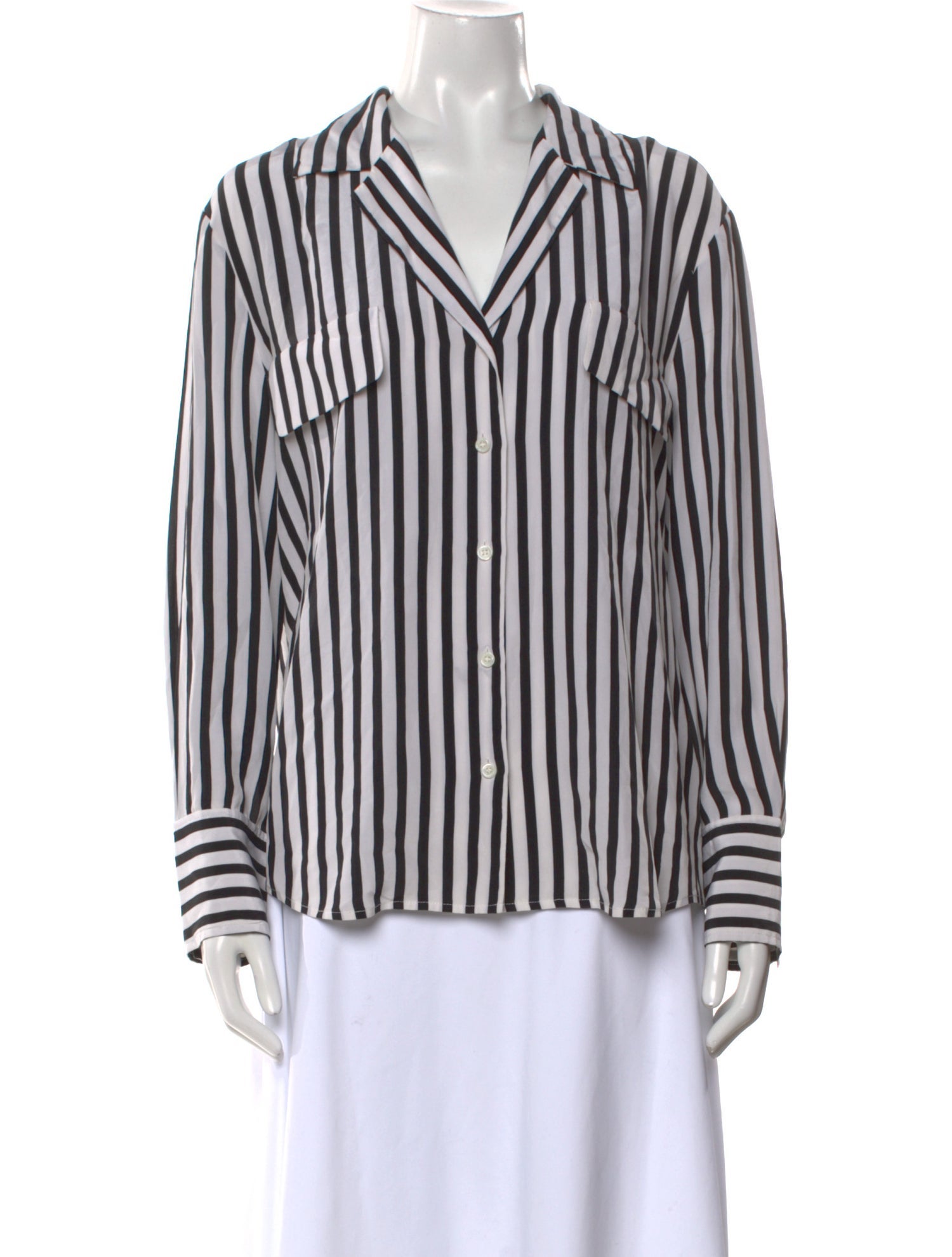 FRAME Silk Striped Button-Up Top