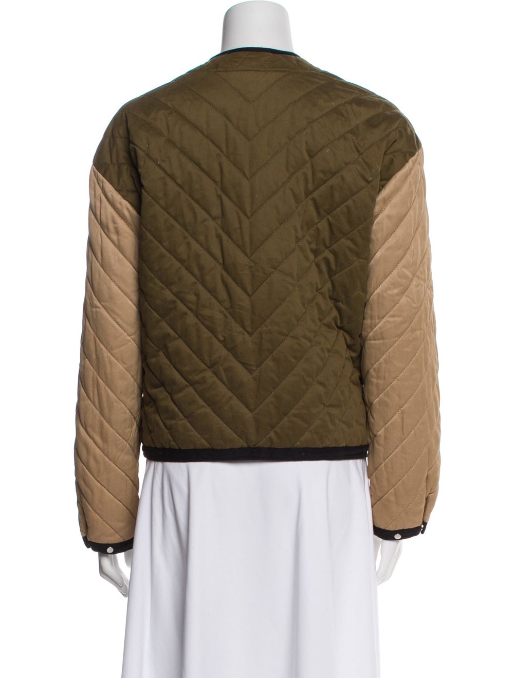 Frame Jacket Brown Colorblock Pattern Stand Colla… - image 3