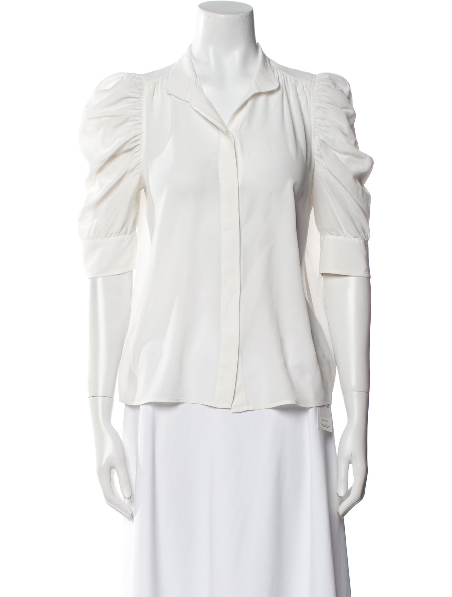 FRAME Silk Three-Quarter Sleeve Button-Up Top